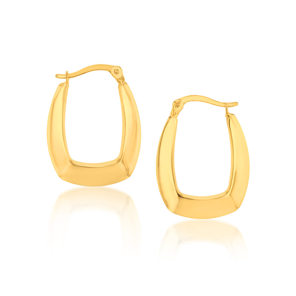 9ct Yellow Gold Silverfilled Rectangle Hoop Earring