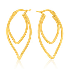 Load image into Gallery viewer, 9ct Yellow Gold Silverfilled Twisted Open Drop Hoop Earring