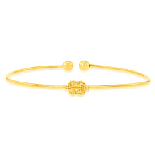 Load image into Gallery viewer, 9ct Yellow Gold Silverfilled Knot On Open Bangle