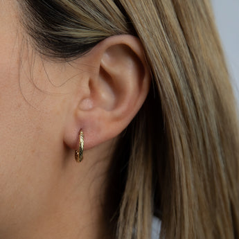 9ct Yellow Gold Silverfilled Diamond Cut 10mm Hoop Earrings