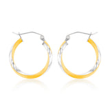 9ct Two Tone Gold Silver Filled Twist Hoop Earrings