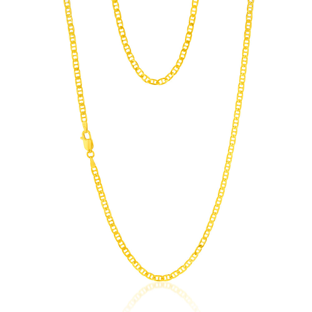 9ct Yellow Gold Silverfilled Anchor 80Gauge 50cm Chain