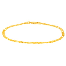Load image into Gallery viewer, 9ct Yellow Gold Silverfilled 80 Gauge Bevelled 1:3 Figaro 21cm Bracelet