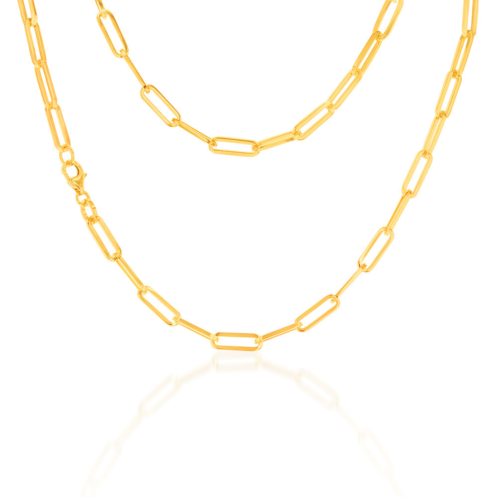 9ct Yellow Gold Silverfilled Paperclip 45cm Chain