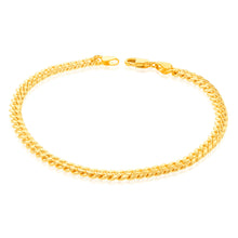 Load image into Gallery viewer, 9ct Yellow Gold Silverfilled 120 Gauge Curb 21cm Bracelet