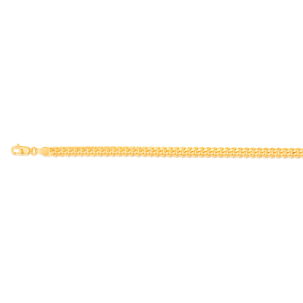 9ct Yellow Gold Silverfilled 120 Gauge Curb 21cm Bracelet