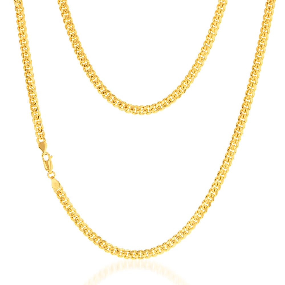 9ct Yellow Gold Silverfilled 120 Gauge Curb 50cm Chain