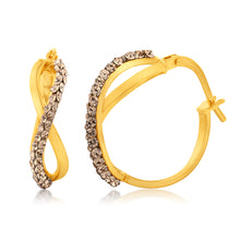 Load image into Gallery viewer, 9ct Yellow Gold Silverfilled Crystal Twisted Hoop Earrings