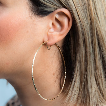 9ct Yellow Gold Silverfilled Fancy 80mm Hoop Earrings