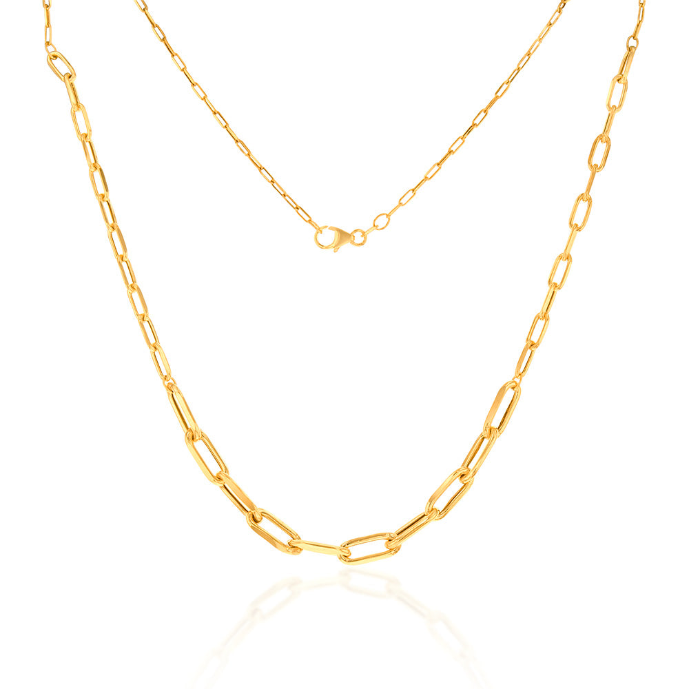9ct Yellow Gold Silverfilled Paperclip Chain