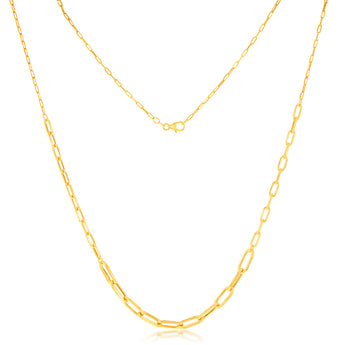 9ct Yellow Gold Silverfilled Paperclip 60cm Chain