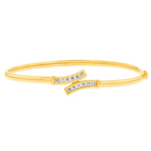 Load image into Gallery viewer, 9ct Yellow Gold Silverfilled Two Row Cubic Zirconia Bangle