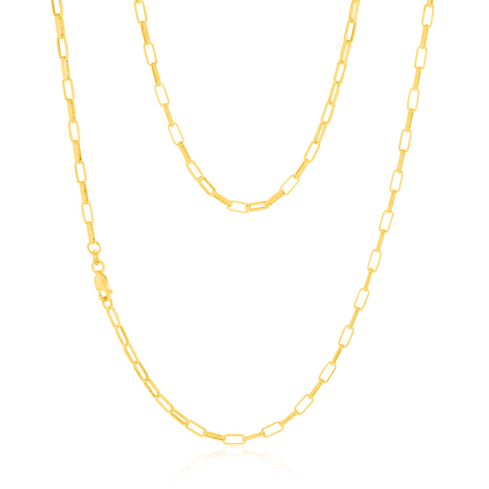 9ct Yellow Gold Silverfilled Small Paperclip 60cm Chain