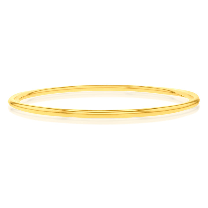 9ct Yellow Gold Silverfilled Thin Wall 2.9mm X 70mm Golf Bangle
