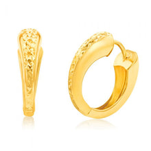 Load image into Gallery viewer, 9ct Yellow Gold Silverfilled Patterned Broad Sleeper Earrings