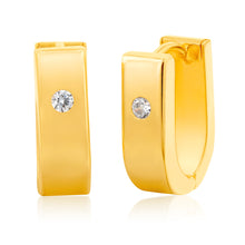 Load image into Gallery viewer, 9ct Yellow Gold Silverfilled Cubic Zirconia Huggies Earrings