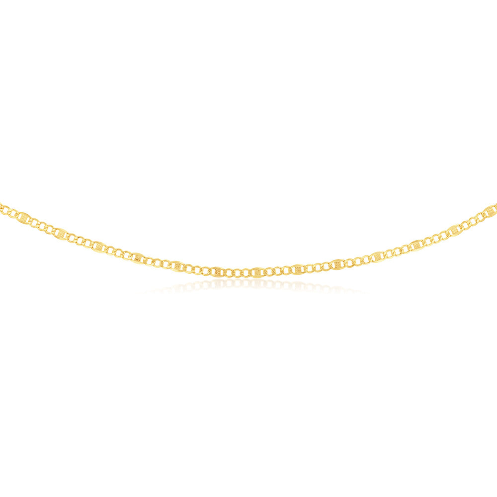 9ct Yellow Gold Silver Filled 1:3  Curb+ Anchor 80 Gauge 45cm Chain