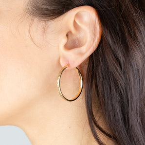 9ct Yellow Gold Silver Filled Greek Key Hoop Earrings