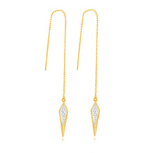 Load image into Gallery viewer, 9ct Yellow And White Gold Two Tone Fancy Diamond Drop Threader Earrings