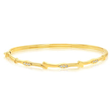 Load image into Gallery viewer, 9ct Yellow Gold Silverfilled Cubic Zirconia Fancy Bangle