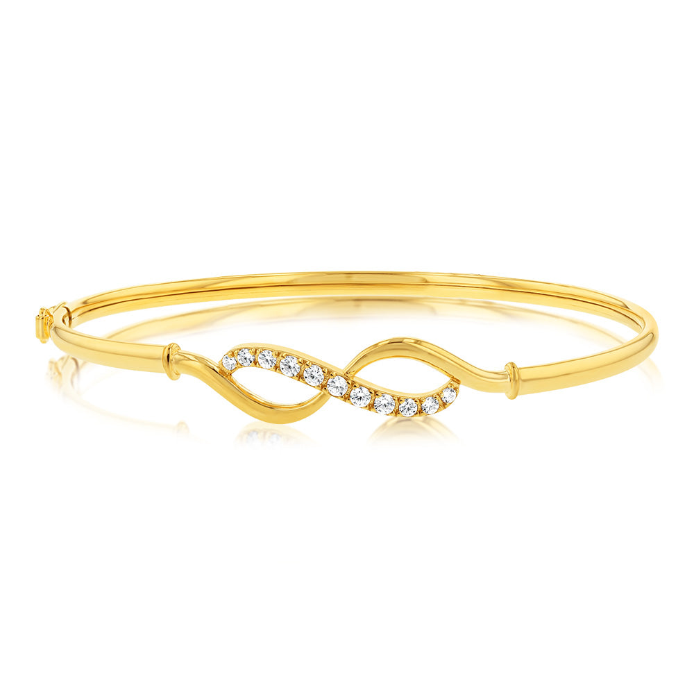 9ct Yellow Gold Silverfilled Cubic Zirconia Infinity Bangle