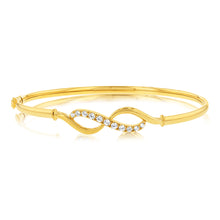 Load image into Gallery viewer, 9ct Yellow Gold Silverfilled Cubic Zirconia Infinity Bangle