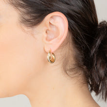 Load image into Gallery viewer, 9ct Yellow Gold Silverfilled Crystal Triple Hoop Earrings