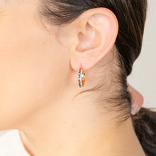 Load image into Gallery viewer, 9ct Yellow Gold Silverfilled Multicolour And White Crystal 15mm Broad Hoop Earrings