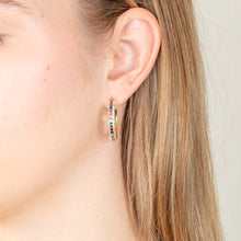 Load image into Gallery viewer, 9ct Yellow Gold Silverfilled Multicolour And White Crystal 20mm Broad Hoop Earrings
