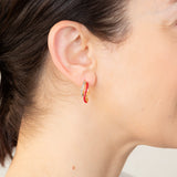 9ct Yellow Gold Silver Filled Red White Twisted Hoop Earrings