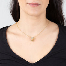 Load image into Gallery viewer, 9ct Yellow Gold Silverfilled Elliptical Crystal Pendant On Chain