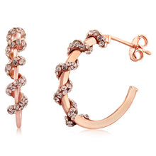 Load image into Gallery viewer, 9ct Rose Gold Silverfilled Crystal 3/4th Hoop Earrings