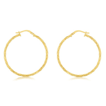 9ct Yellow Gold Silverfilled Fancy Twisted 30mm Earrings