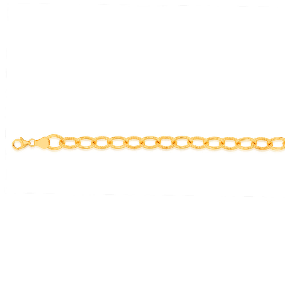 9ct Yellow Gold Silverfilled Fancy Patterned 19cm Belcher Bracelet