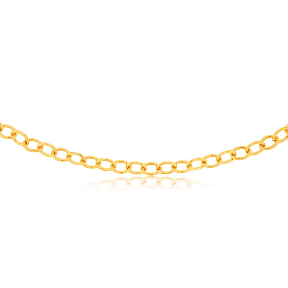 9ct Yellow Gold Silverfilled Fancy Patterned Belcher 50cm Chain