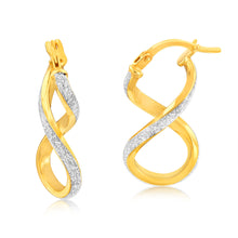 Load image into Gallery viewer, 9ct Yellow Gold Silverfilled Stardust Infinity Hoop Earrings