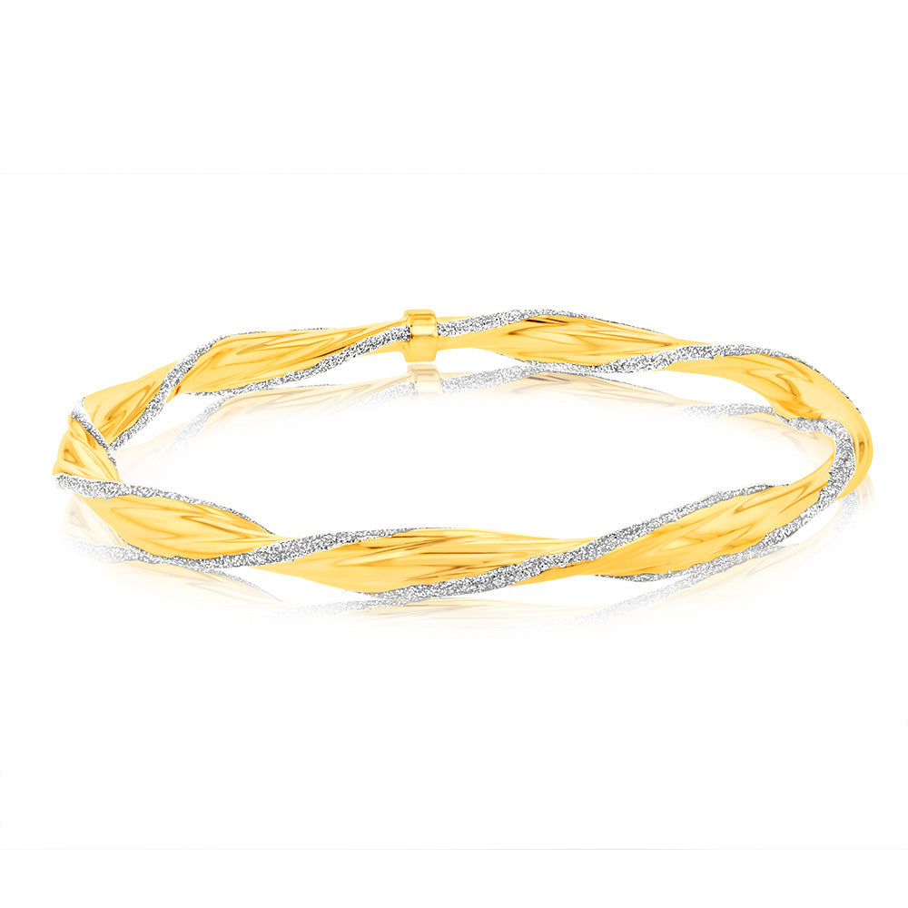 9ct Yellow Gold Silverfilled Stardust Twisted Bangle