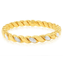 Load image into Gallery viewer, 9ct Yellow Gold Silverfilled Fancy Diamond Cut Twisted Bangle