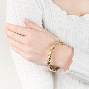 9ct Yellow Gold Silverfilled Fancy Diamond Cut Twisted Bangle