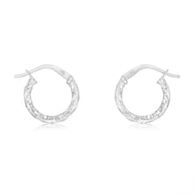 Load image into Gallery viewer, 9ct White Gold Silverfilled Fancy Twisted 10mm Hoop Earrings