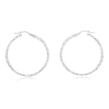 Load image into Gallery viewer, 9ct White Gold Silverfilled Fancy Twisted 30mm Hoop Earrings