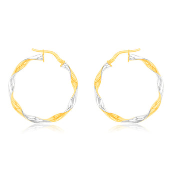 9ct Yellow Gold Silverfilled 25mm Fancy Earrings