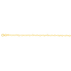 9ct Yellow Gold Fancy Heart 19cm Bracelet