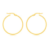 9ct Yellow Gold Silver Filled Fancy Textured Hoop Earring