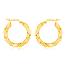 Load image into Gallery viewer, 9ct Yellow Gold Silverfilled Chunky Twisted Hoop Earrings