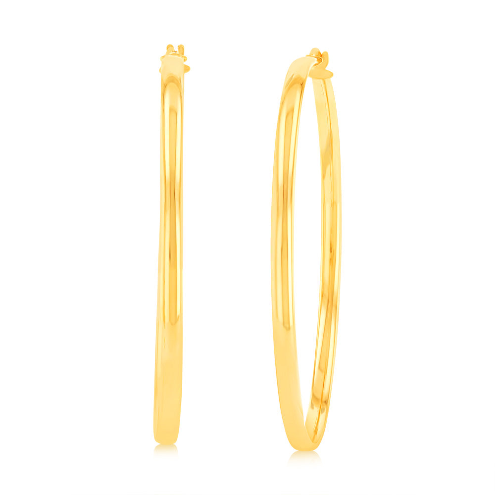 9ct Yellow Gold Silverfilled Plain Hoop Earrings