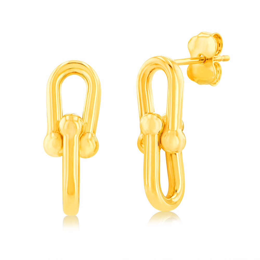 9ct Yellow Gold Silverfilled Link Drop Stud Earring