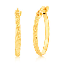 Load image into Gallery viewer, 9ct Yellow Gold Silverfilled Fancy Patterned Hoop Earring