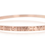 9ct Rose Gold Silver Filled 4mm Wide Roman Numeral 65mm Bangle