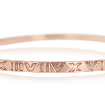 9ct Rose Gold Silver Filled 4mm Wide Roman Numeral 65mm Bangle